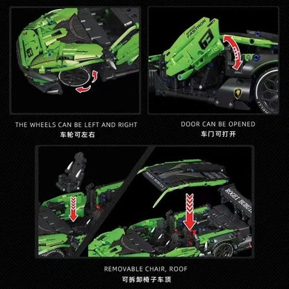 MOC Motorized Building Block Set: C019 Lambo Concept Roadster Sports Car
