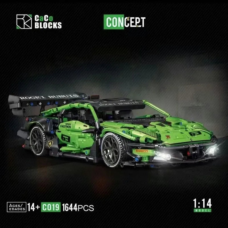 MOC Motorized Building Block Set: C019 Lambo Concept Roadster Sports Car