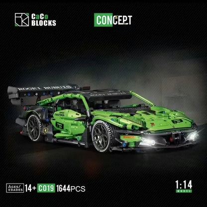 MOC Motorized Building Block Set: C019 Lambo Concept Roadster Sports Car