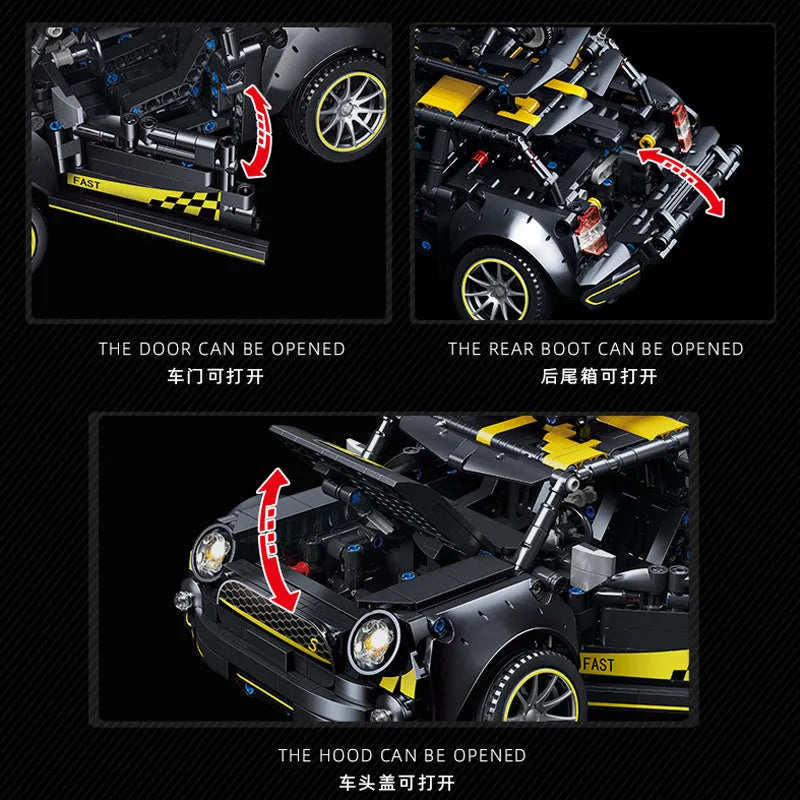 MOC Building Block Set: C020 RC Motorized Safety Mini Sports Car F56, Model C020PF