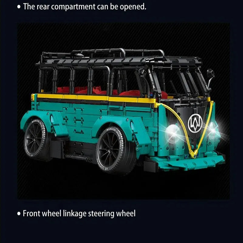MOC Motorized Building Block Set: C021 Tech T2 Low Pitched RC Camper Bus Van, Model C021PF