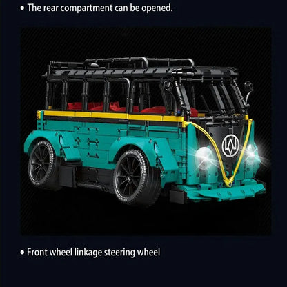 MOC Motorized Building Block Set: C021 Tech T2 Low Pitched RC Camper Bus Van, Model C021PF