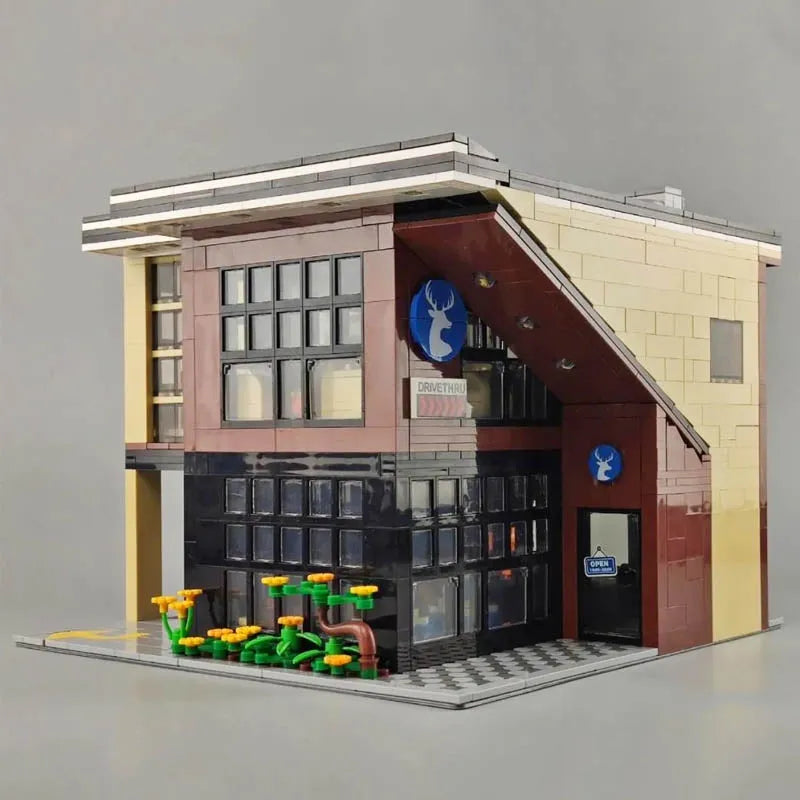 MOC Building Block Set: Street MOC Modern Coffee Shop 5208, Model SY5208