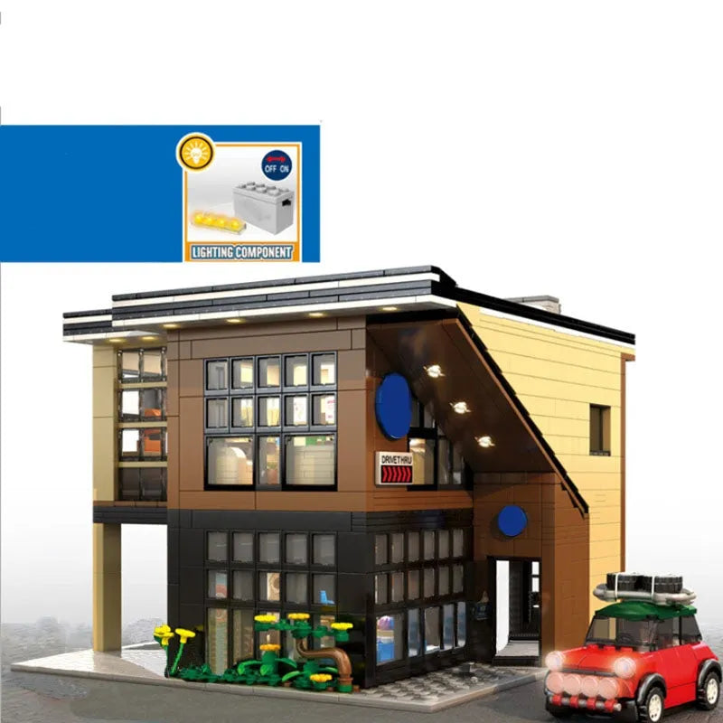 MOC Building Block Set: Street MOC Modern Coffee Shop 5208, Model SY5208