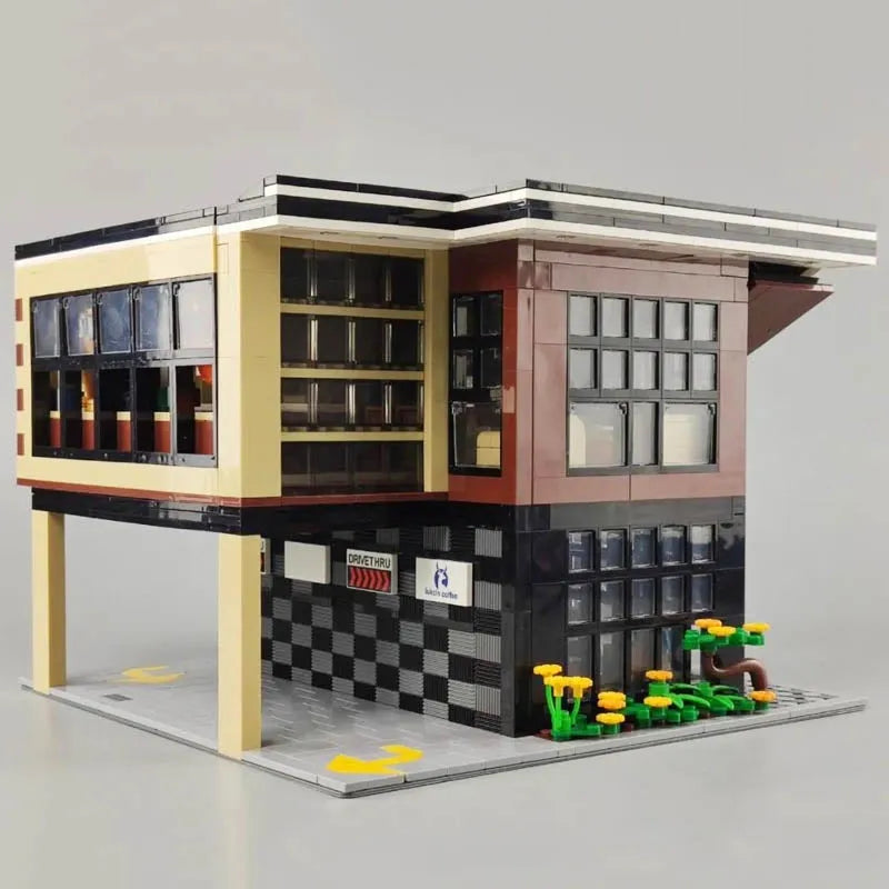 MOC Building Block Set: Street MOC Modern Coffee Shop 5208, Model SY5208