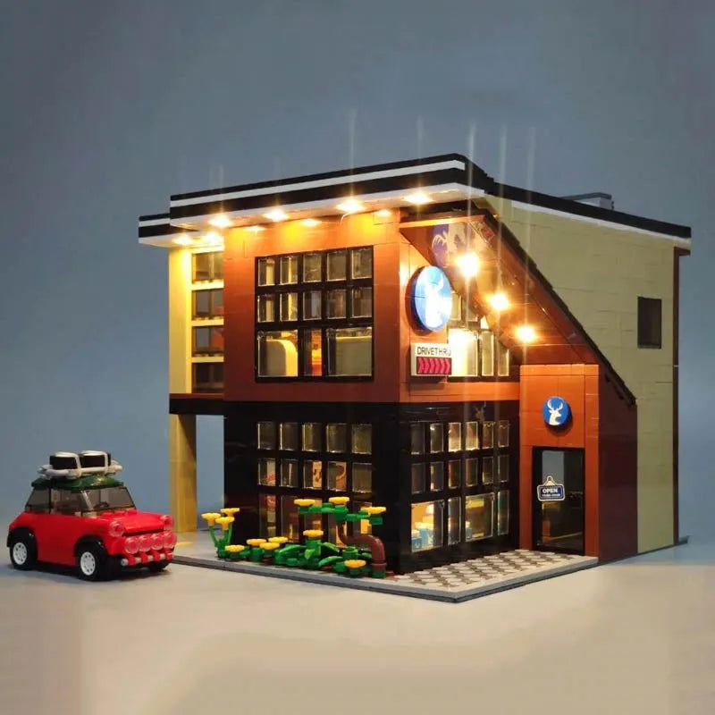 MOC Building Block Set: Street MOC Modern Coffee Shop 5208, Model SY5208