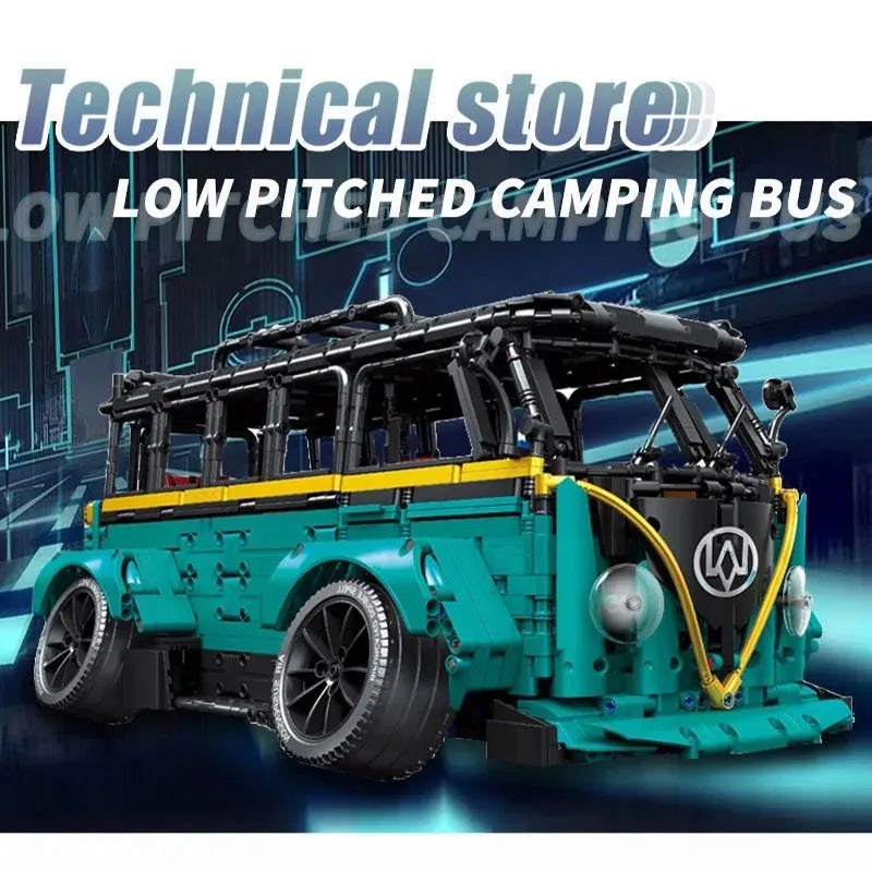 MOC Motorized Building Block Set: T2 Low Pitched Camping Bus C021