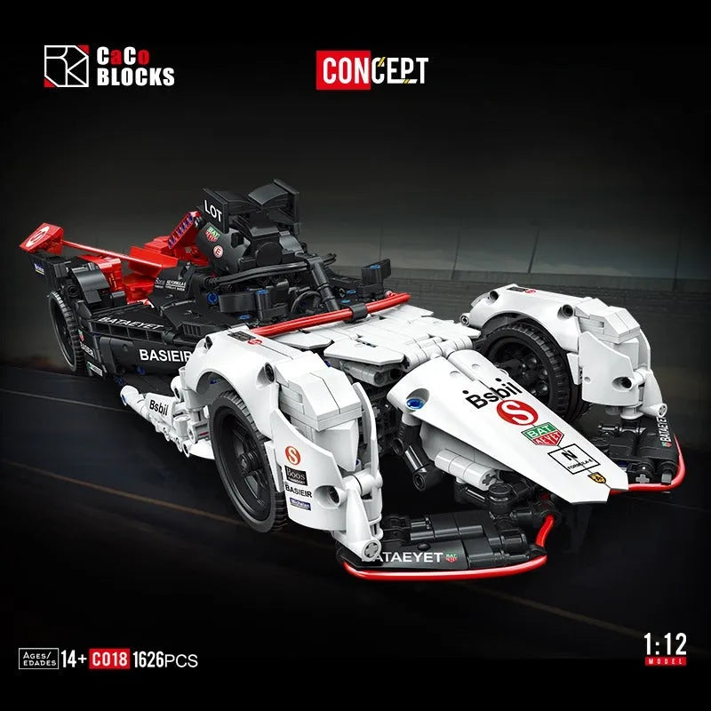 MOC Motorized Building Block Set: Concept Formula E Porsche 99X Electric Racing Car, Model C018