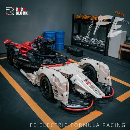 MOC Motorized Building Block Set: Concept Formula E Porsche 99X Electric Racing Car, Model C018