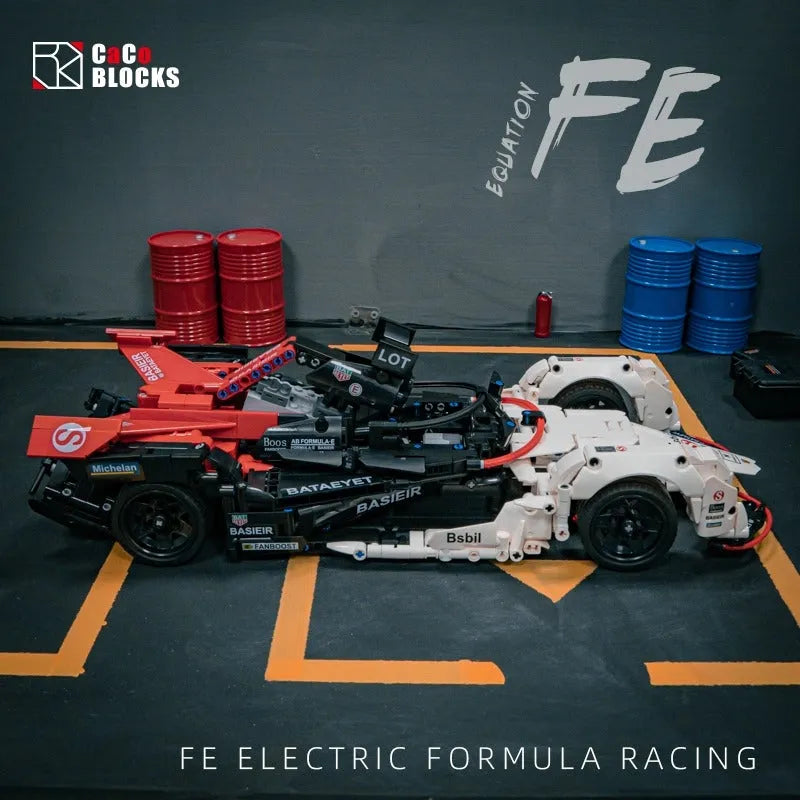MOC Motorized Building Block Set: Concept Formula E Porsche 99X Electric Racing Car, Model C018