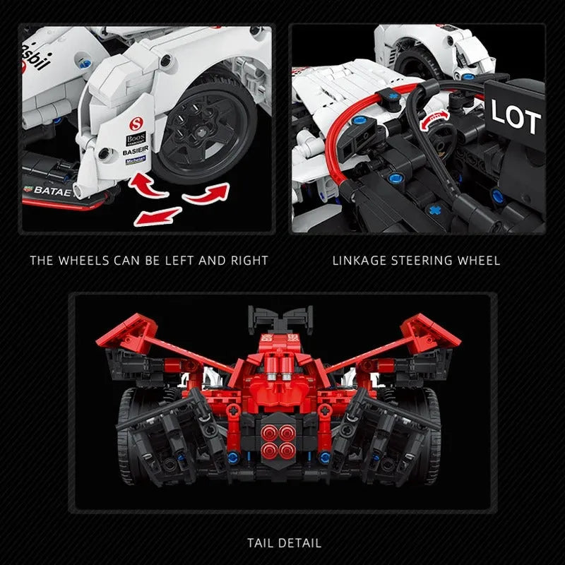 MOC Motorized Building Block Set: Concept Formula E Porsche 99X Electric Racing Car, Model C018