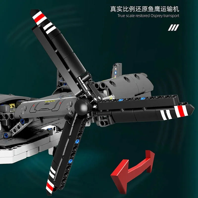 MOC Building Block Set: Boeing Bell V22 Osprey, Model PG13004