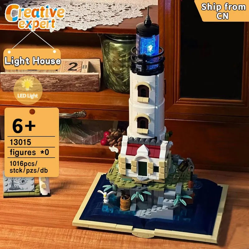 MOC Building Block Set: Medieval Lighthouse Tower, Model 13015