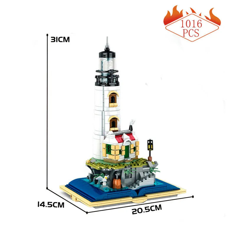 MOC Building Block Set: Medieval Lighthouse Tower, Model 13015