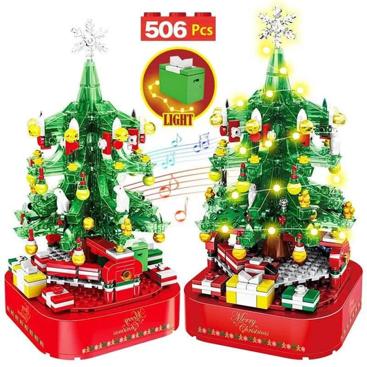 MOC Building Block Set: Christmas Tree Santa Music Light Box, Model 9003
