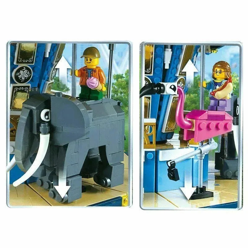 MOC Motorized Building Block Set: Street City Carousel, Model 15036