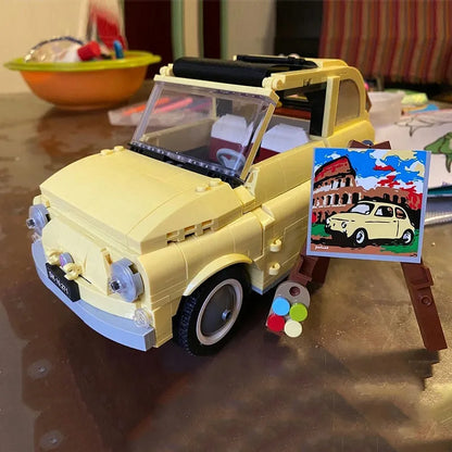 MOC Building Block Set: Classic Fiat 500 Car, Model 2021