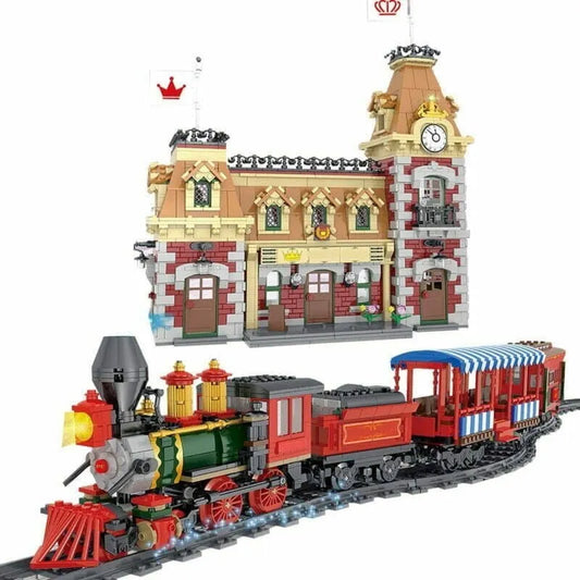 MOC Building Block Set: Motorized RC Train Station 11001, Model J11001