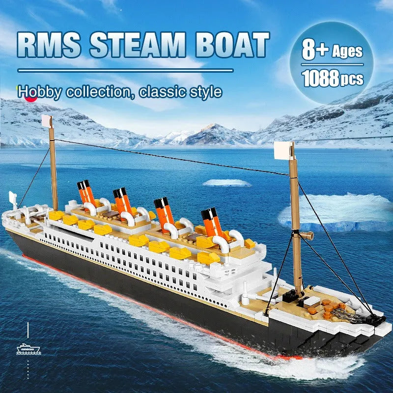 MOC Building Block Set: Experts RMS Titanic Steam Ship Boat 15005, Model PG15005