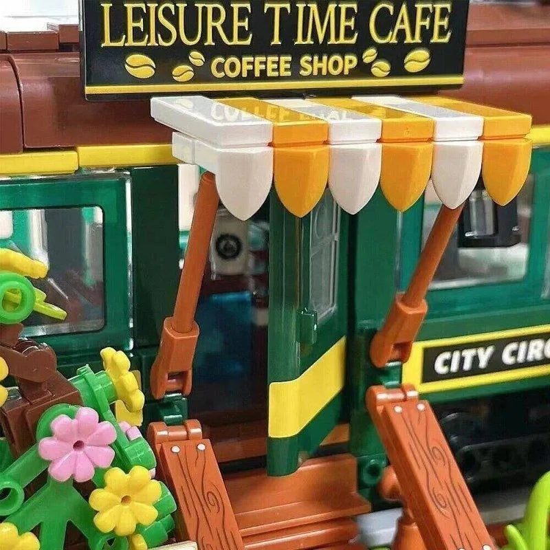 MOC Building Block Set: Experts Train Coffee House Modular MINI, Model DZ6002
