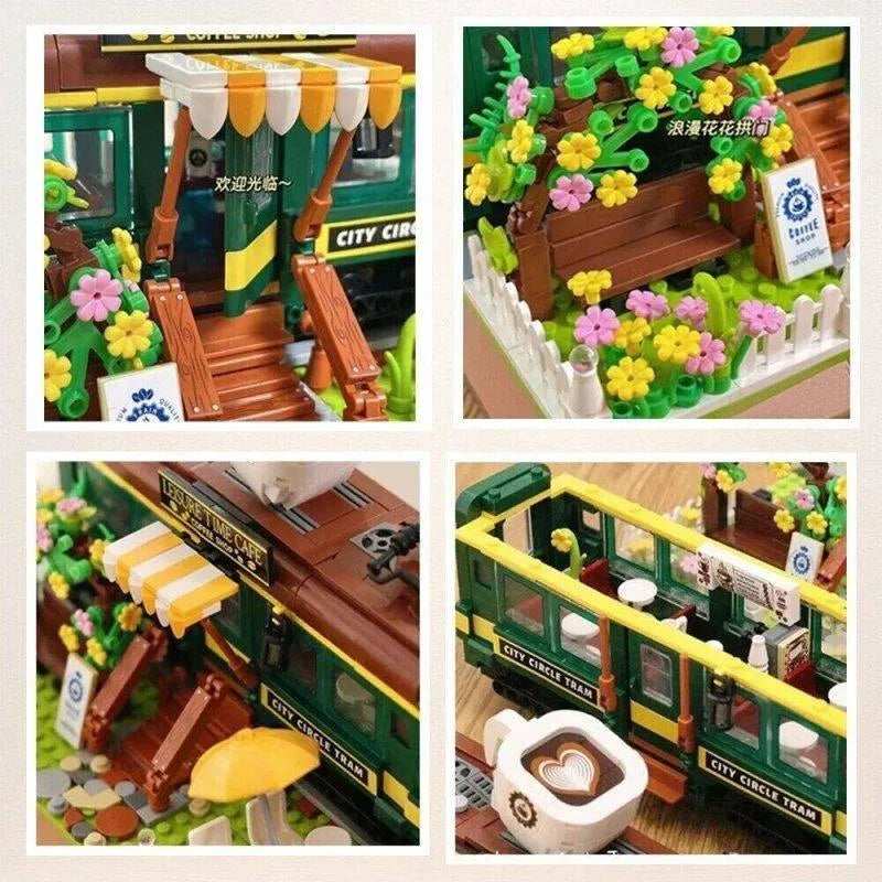 MOC Building Block Set: Experts Train Coffee House Modular MINI, Model DZ6002