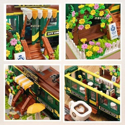 MOC Building Block Set: Experts Train Coffee House Modular MINI, Model DZ6002