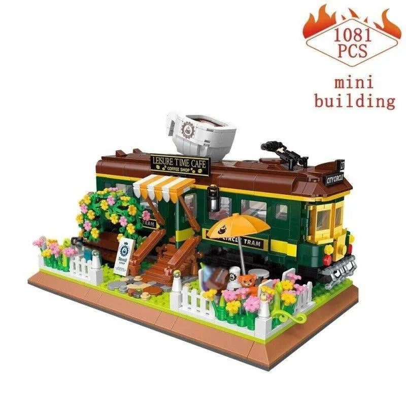 MOC Building Block Set: Experts Train Coffee House Modular MINI, Model DZ6002