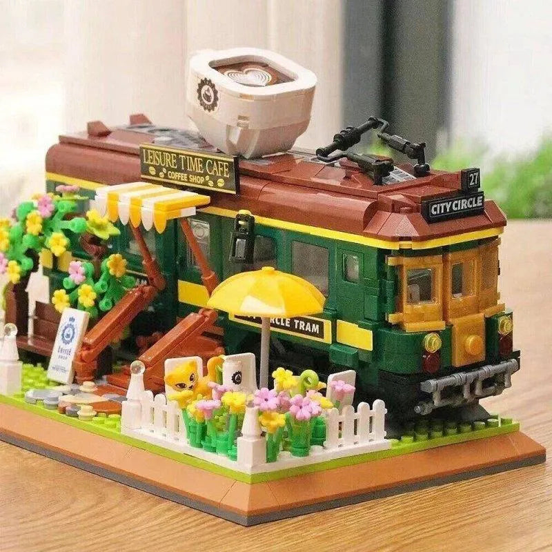 MOC Building Block Set: Experts Train Coffee House Modular MINI, Model DZ6002