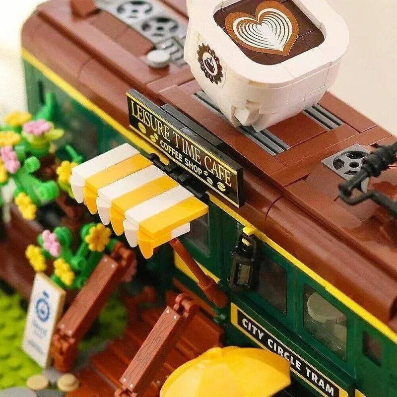MOC Building Block Set: Experts Train Coffee House Modular MINI, Model DZ6002