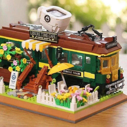 MOC Building Block Set: Experts Train Coffee House Modular MINI, Model DZ6002