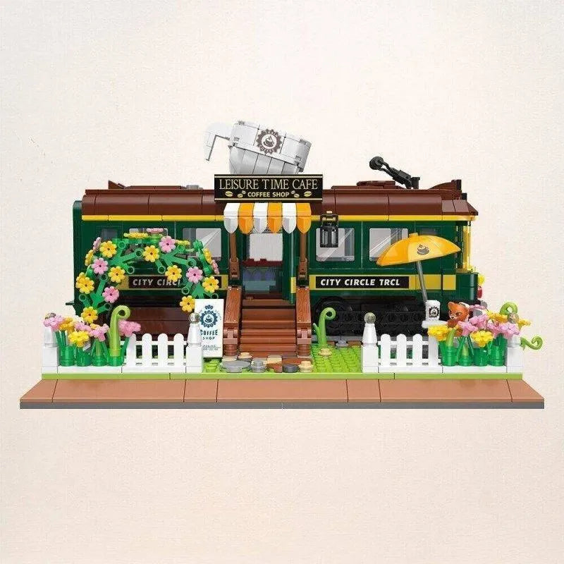 MOC Building Block Set: Experts Train Coffee House Modular MINI, Model DZ6002