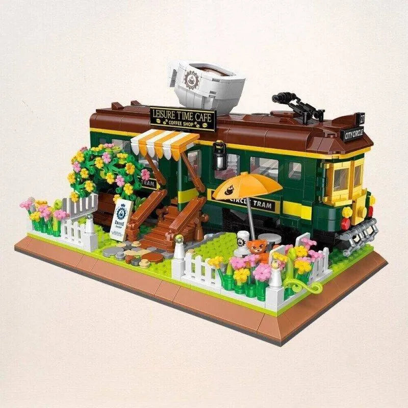 MOC Building Block Set: Experts Train Coffee House Modular MINI, Model DZ6002