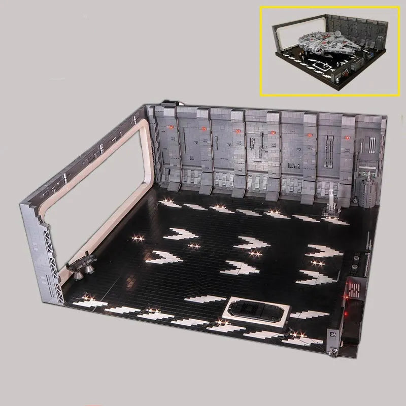 MOC Motorized Building Block Set: Hanger MOC Docking Bay For Star Wars UCS Falcon Millennium, Model 327