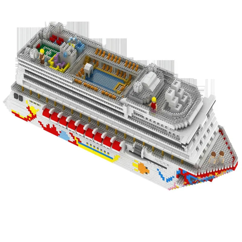 MOC Building Block Set: Big Luxury Cruise Liner Ship MINI, Model 7800