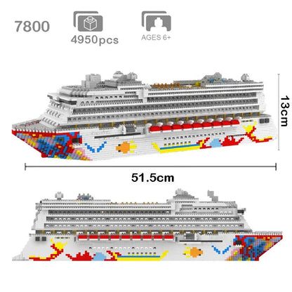 MOC Building Block Set: Big Luxury Cruise Liner Ship MINI, Model 7800