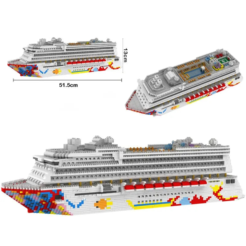 MOC Building Block Set: Big Luxury Cruise Liner Ship MINI, Model 7800
