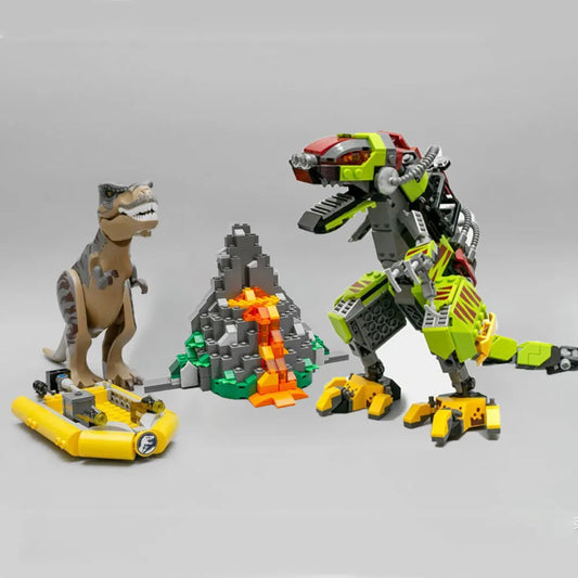 MOC Building Block Set: Jurassic Park T. rex VS Dino-Mech Battle, Model 21337