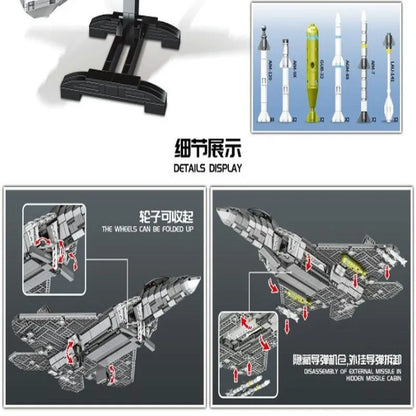 MOC Building Block Set: Aircraft F22 Raptor Fighter Jet, Model LY9002