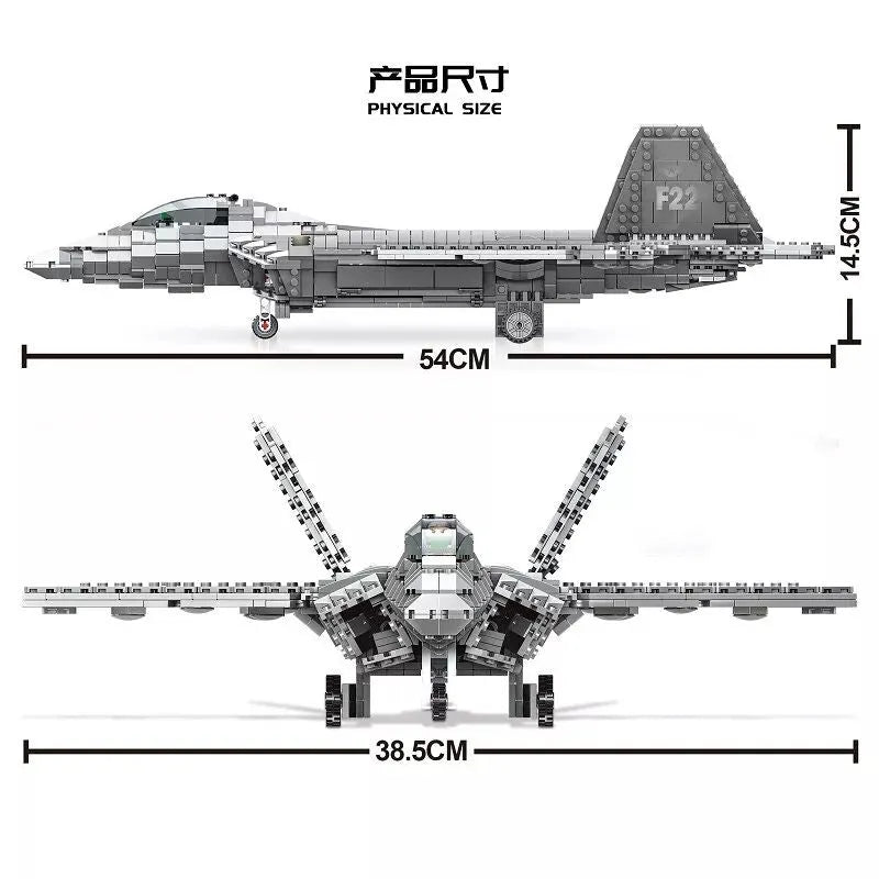 MOC Building Block Set: Aircraft F22 Raptor Fighter Jet, Model LY9002