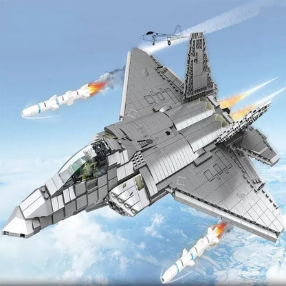MOC Building Block Set: Aircraft F22 Raptor Fighter Jet, Model LY9002