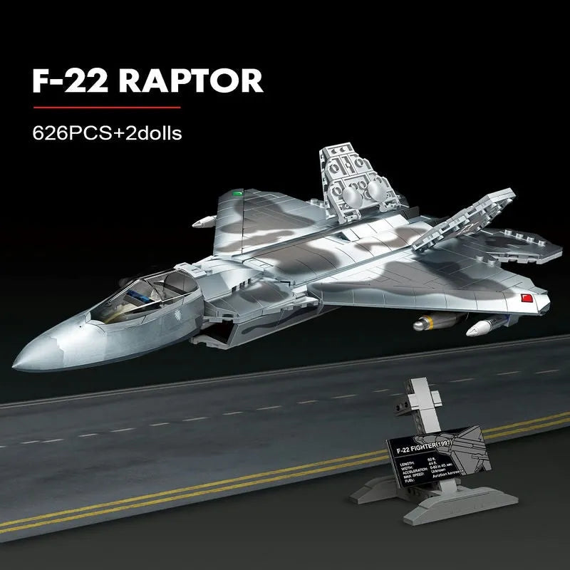 MOC Building Block Set: F-22 Raptor Fighter Plane, Model SX88001