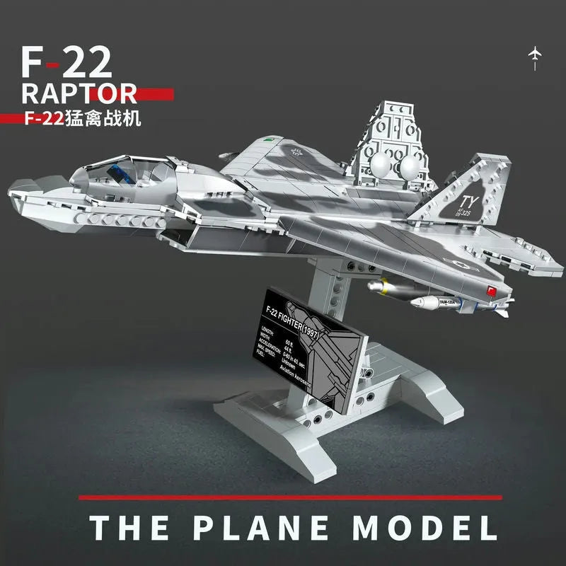 MOC Building Block Set: F-22 Raptor Fighter Plane, Model SX88001