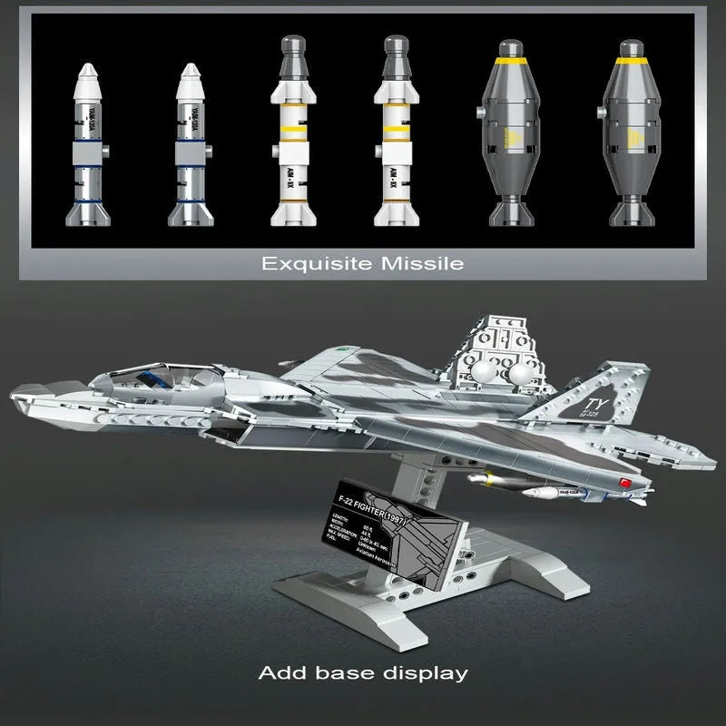 MOC Building Block Set: F-22 Raptor Fighter Plane, Model SX88001