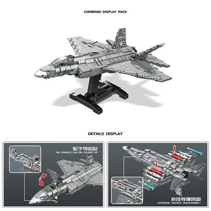 MOC Building Block Set: F-35 Aircraft Lightning Fighter Jet, Model LY9003