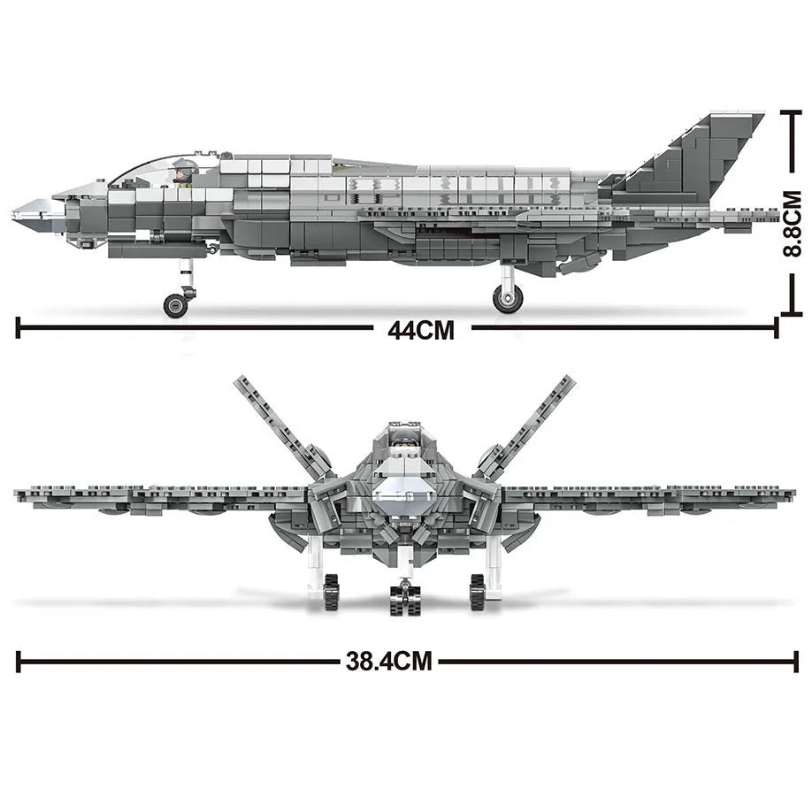 MOC Building Block Set: F-35 Aircraft Lightning Fighter Jet, Model LY9003