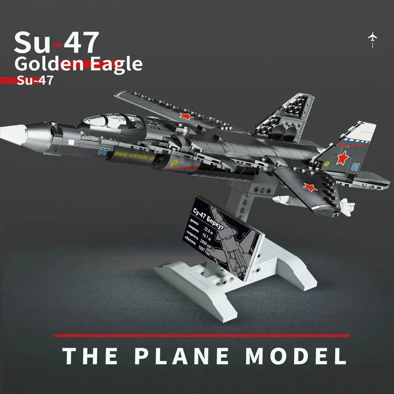 MOC Building Block Set: SU47 Golden Air Fighter Plane, Model SX88003