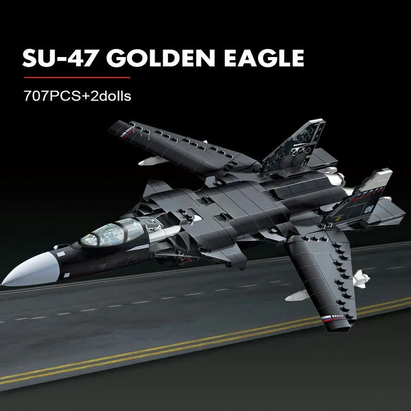 MOC Building Block Set: SU47 Golden Air Fighter Plane, Model SX88003