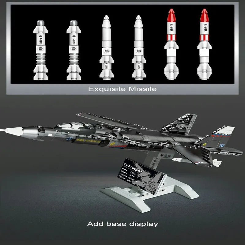 MOC Building Block Set: SU47 Golden Air Fighter Plane, Model SX88003