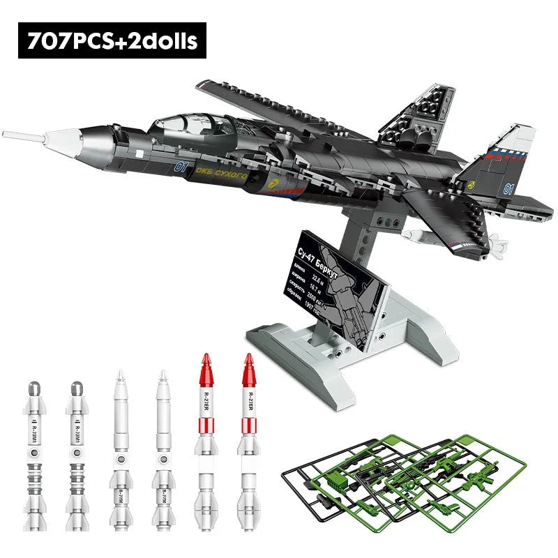 MOC Building Block Set: SU47 Golden Air Fighter Plane, Model SX88003