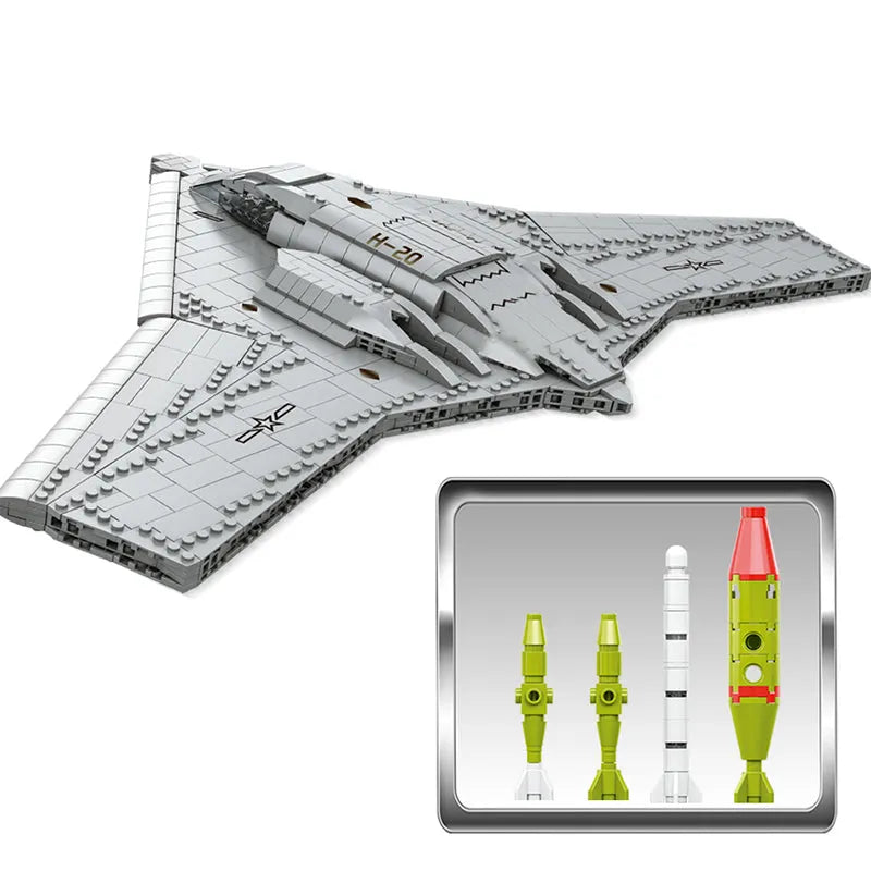 MOC Building Block Set: WW2 Aircraft H-20 Stealth Bomber, Model LY9006